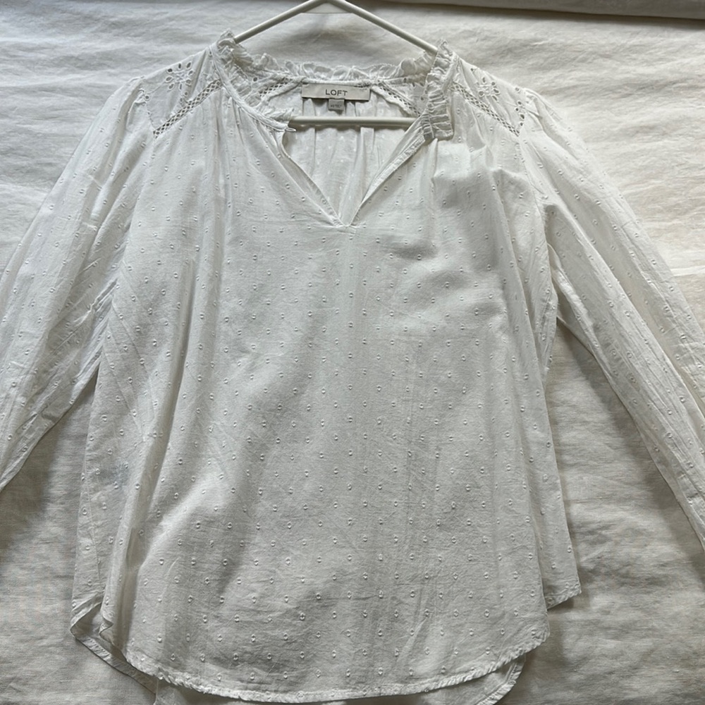 Ann Taylor Loft White eyelet blouse - XS